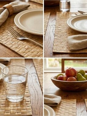 checkered weave of natural fiber placemats handwoven rattan placemats set of 8